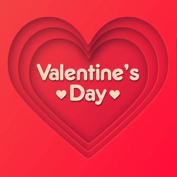 Tema Día San Valentín Tarjeta Felicitación Corazón Estilo Corte Papel — Vector de stock