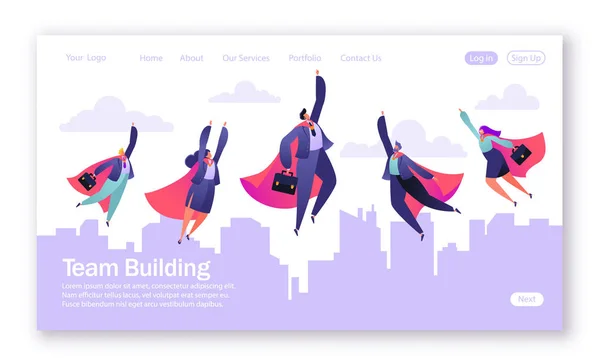 Conceito Landing Page Sobre Tema Trabalho Equipe Ilustração Vetorial Para —  Vetores de Stock