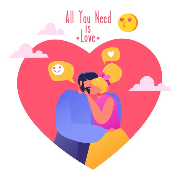 Illustration Vectorielle Romantique Sur Thème Des Histoires Amour Heureux Personnage — Image vectorielle