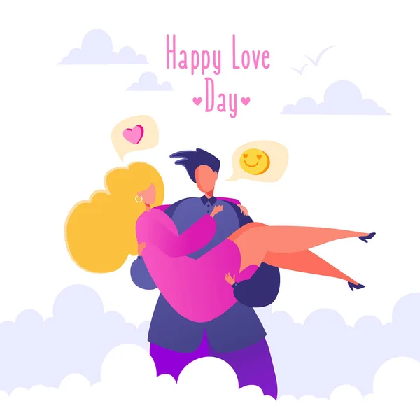Romantiska Vektorillustration Love Story Tema Par Kärlek Man Håller Sin — Stock vektor