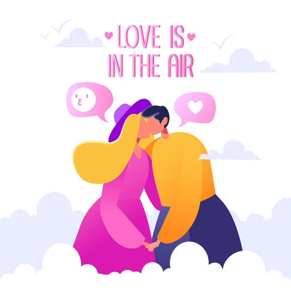 Ilustración Vectorial Romántica Sobre Tema Historia Amor Personaje Feliz Gente — Vector de stock