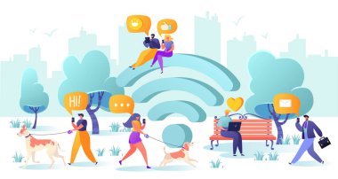 sembol, smartphone, gadget, düz tasarım, dizüstü bilgisayar, karakter, bağlantı, konuşma, iletişim, işadamı, konuşma, grup, app, kullanarak, wifi, wi-fi, tezgah, iş, ağaç, topluluk, telefon, kişi, aygıt, internet, erkek, etkinlik, kavram, medya, net