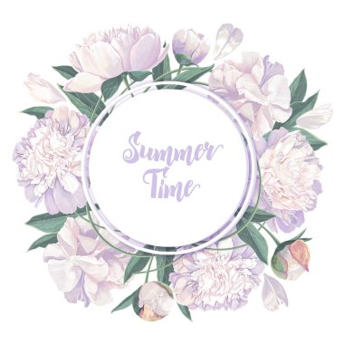 Kır şakayık çiçek ve yapraklarından yapılmış. Gerçekçi bir tarzda el çizilmiş çiçekler. Poster, şablon tasarımı