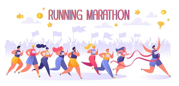 Aktive laufen Marathon-Distanz. — Stockvektor