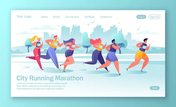 Gesunder Lebensstil Konzept für mobile Website, Web-Seite. Aktive laufen Marathon-Distanz. — Stockvektor
