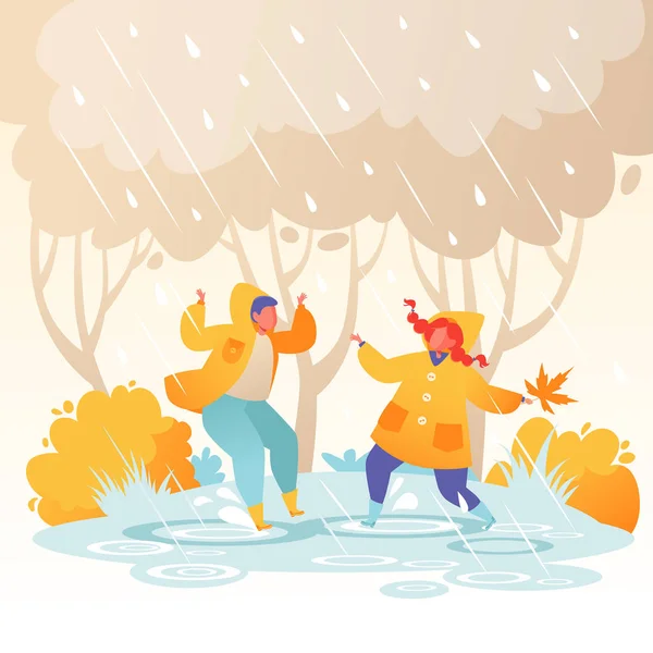 Childrenl _ Rain — Vector de stock