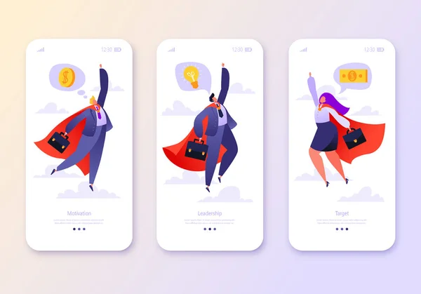 Mobile_App_Superhero_Business担当者 — ストックベクタ