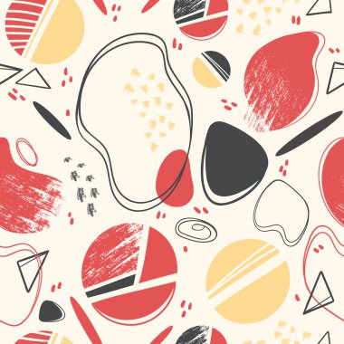 Elle çizilmiş dokuları olan soyut, pürüzsüz desenli, lekeli, çizgili, geometrik şekilli arkaplan. Elbiseler için kartpostallar, posterler, tekstil ve baskılar için arka plan.