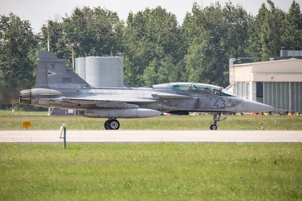 Polonia Krzesiny 2018 Fuerza Aérea Húngara Jas Gripen Durante Reunión — Foto de Stock