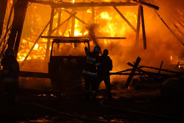 Nowa Biala Polonia 2018 Cinque Fienili Bruciati Enorme Incendio Nel — Foto Stock