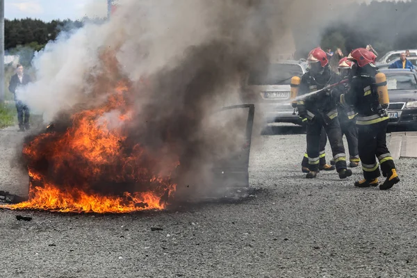 Nowa Targ Poland 2018 Car Fire Parking Lot 2018 Nowa — Stock Photo, Image