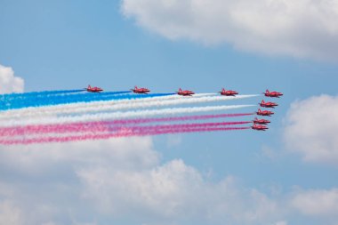 Amerika Birleşik Devletleri, Fairford - 13.07.2018 Fairford, İngiltere Kraliyet Uluslararası Hava dövme sırasında Red Arrows görüntülemek 13.7.2018 
