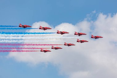 Amerika Birleşik Devletleri, Fairford - 13.07.2018 Fairford, İngiltere Kraliyet Uluslararası Hava dövme sırasında Red Arrows görüntülemek 13.7.2018 