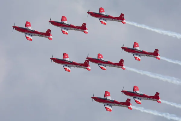 Egyesült Királyság Fairford 2018 Svájci Demo Team Kijelző Alatt Royal — Stock Fotó