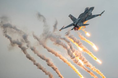 Slovakya, Sliac - 2.9.2018 Lehçe F-16 demo takım ekran sırasında Slovak uluslararası hava Fest 2.09.2018 Sliac, Slovakya