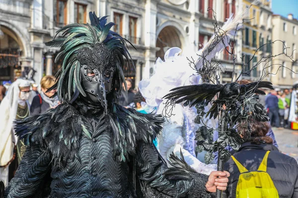 Italië Venetië 2019 Kleurrijke Masker Kleding Tijdens Het Carnaval Van — Stockfoto