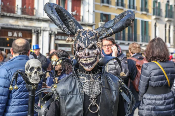 Italië Venetië 2019 Kleurrijke Masker Kleding Tijdens Het Carnaval Van — Stockfoto