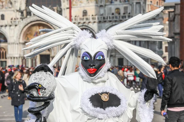 Italië Venetië 2019 Kleurrijke Masker Kleding Tijdens Het Carnaval Van — Stockfoto