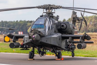 Belgium, Kleine-Brogel - 9.9.2018 AH-64 Apache display during the Belgian Air Force Days 9.9.2018 in Kleine-Brogel, Belgium clipart