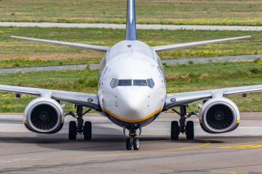 Hollanda, Eindhoven - 10.9.2018 Boeing 737 Ryanair Eindhoven Havaalanı 10.9.2018 Eindhoven, Hollanda