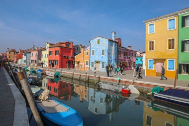 İtalya, Burano - 3.3.2019 renkli Murano Adası yakınlarında Venedik 3.3.2019 Murano, İtalya