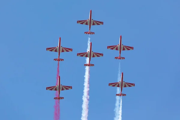 Czech Repubic Ostrava 2018 Red White Sparks Display Nato Days — Stock Photo, Image