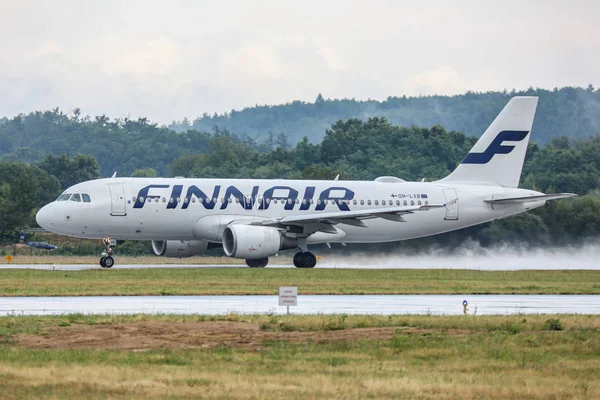 Cracóvia Polônia 2019 Airbus A320 Finnair John Paul Balice Aeroporto — Fotografia de Stock