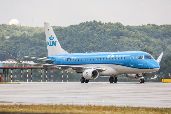 Cracóvia Polônia 2019 Embraer Erj 175 Klm John Paul Balice — Fotografia de Stock