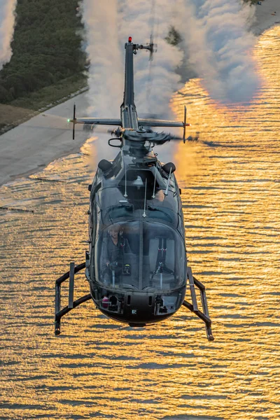 Gdynia Polonya 2019 Bolkow 105 Helikopteri Baltık Denizi Üzerinde Gdynia — Stok fotoğraf