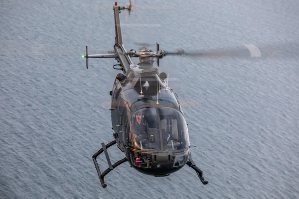 Gdynia Polônia 2019 Bolkow 105 Helicóptero Sobre Mar Báltico 2019 — Fotografia de Stock