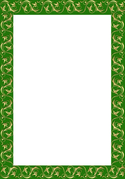 Ornamento Borda Vintage Ouro Fundo Verde — Fotografia de Stock