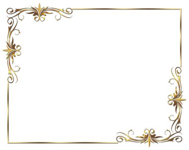 Altın çerçeve wirth vintage beyaz arka plan üzerinde. 