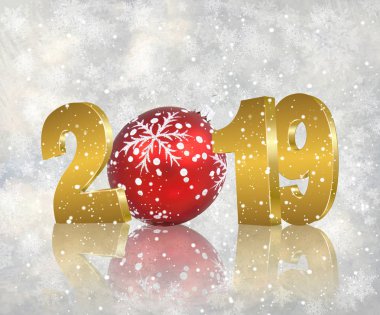 Yeni yıl tatil arka plan ile bir 2019 ve topu.