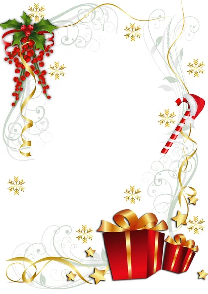 Marco Navidad Con Fondo Blanco Para Texto — Archivo Imágenes Vectoriales