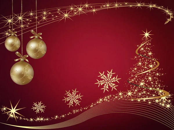 Tarjeta Navidad Con Decoraciones Oro — Vector de stock