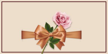 Label with bow ahd rose clipart
