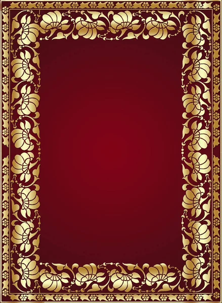 Moldura Ouro Fundo Vermelho —  Vetores de Stock