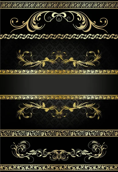 Fronteras Vintage Oro Decoraciones Conjunto — Vector de stock