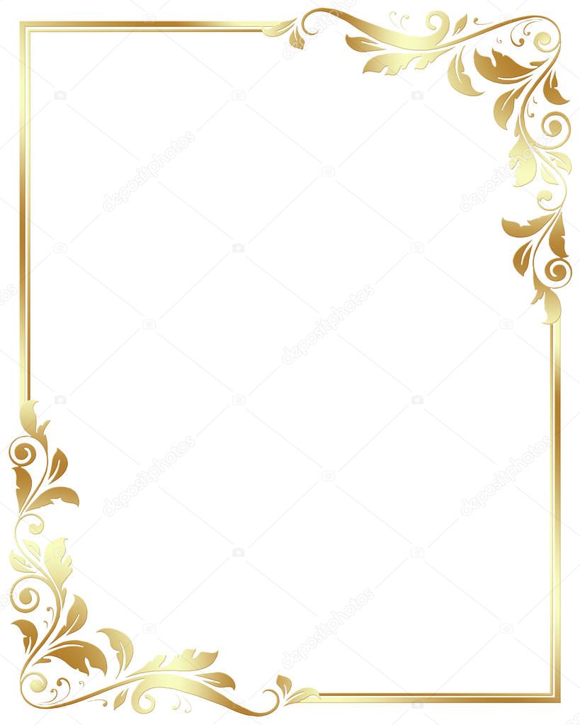 Frame border with gold ornaments 
