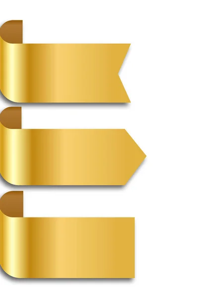 Set of golden ribbon banners