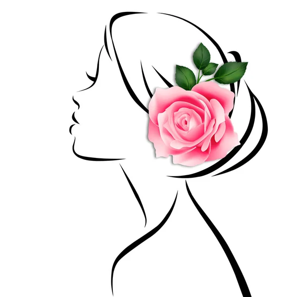 Обличчя Красивої Молодої Жінки Трояндою — стокове фото