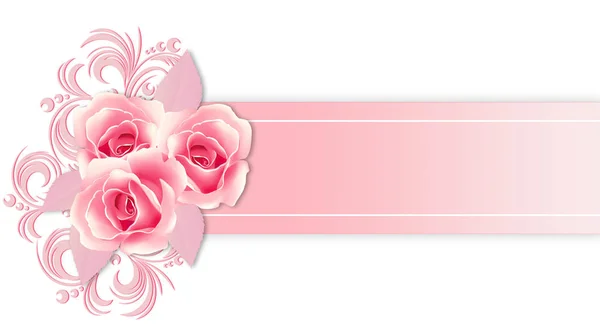 Scheda Rose Rosa Con Posto Testo — Foto Stock