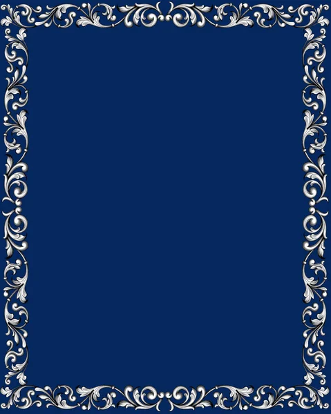 バロックシルバーのボーダーフレーム ビクトリア朝のロイヤルスタイルの装飾 — ストック写真