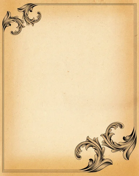 Retro baroque decoration element on old paper