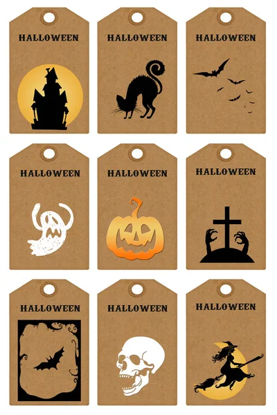 Sätt Ett Paket Halloween Försäljning Taggar — Stockfoto