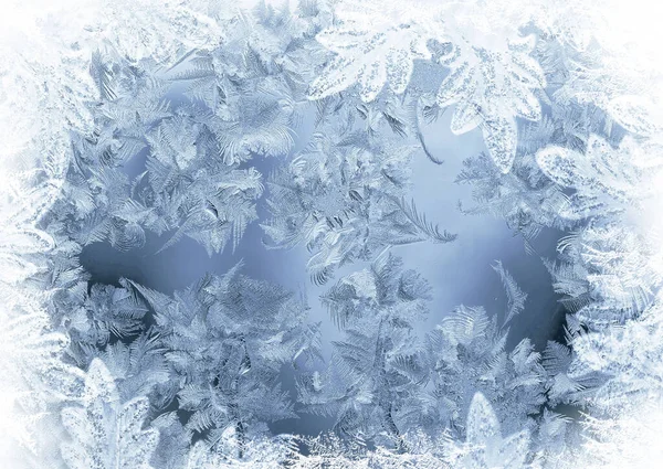Padrão Gelado Uma Janela Inverno — Fotografia de Stock