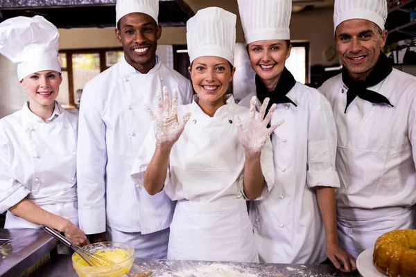 Female Chef Preparing Food Kitchen Hotel — Stock Photo, Image