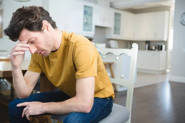Worried Young Man Sitting Home — Stock Photo, Image