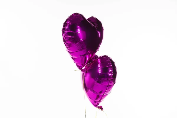Close Van Valentijn Ballonnen Tegen Witte Achtergrond — Stockfoto