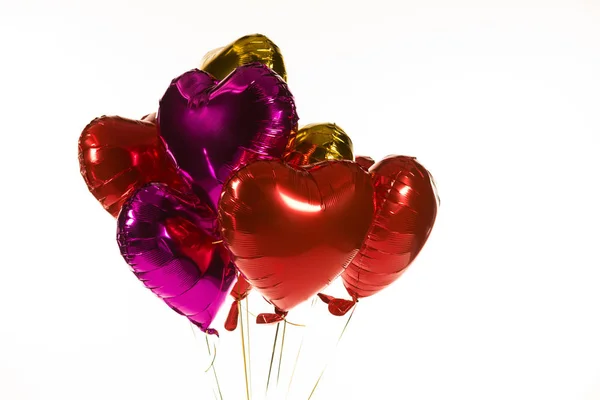 Nahaufnahme Von Valentin Luftballons Vor Weißem Hintergrund — Stockfoto